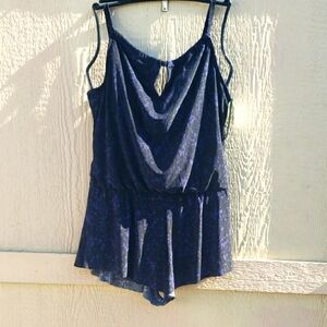 Blackand Purple Romper Swimsuit